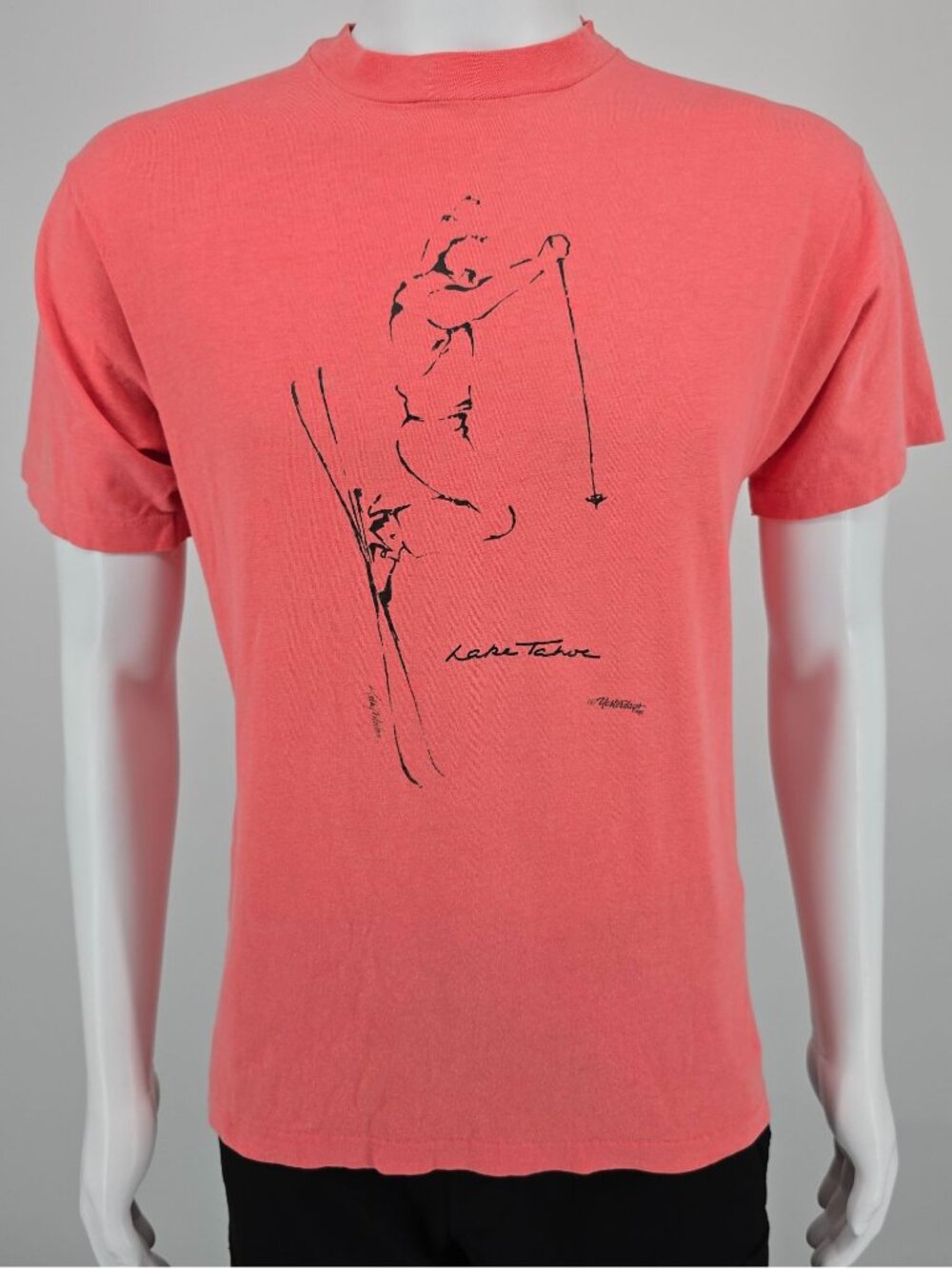 Vintage 1980s Yesterdays Kathy Morton Skier Graphic Lake Tahoe T-Shirt (M)